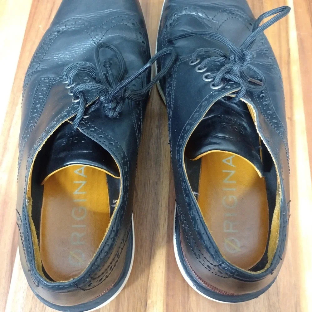Cole Haan ZeroGrand Wingtip Oxford‎ Shoes Mens 9.5 Black Leather Office Work